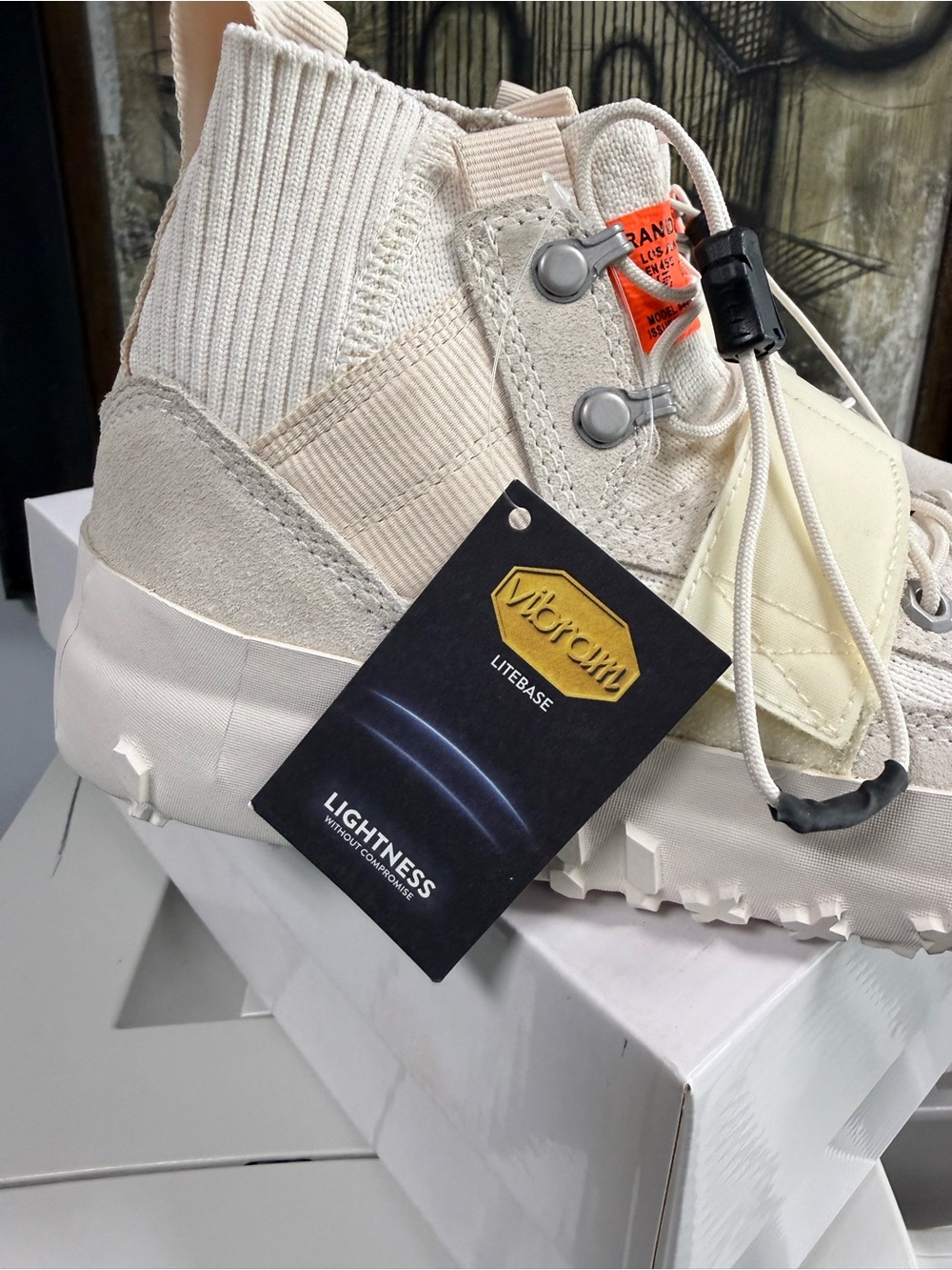 Brandblack Los Angeles Cream High-Top Sneaker with Vibram bottoms - Picture 4 of 8